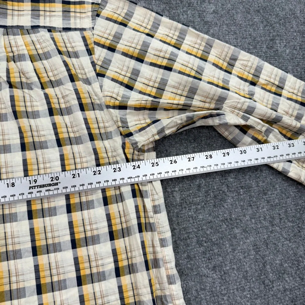 Sean John Button Down Shirt XXL Yellow Plaid Embroidered Logo Mens